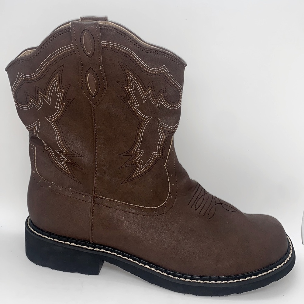 Roper NEW Chunk Boot Brown 11 Western Cowgirl Rodeo Stitch Detail Lightweight